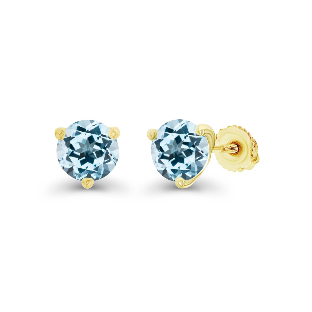 Sterling Silver Yellow 6mm Round Sky Blue Topaz Screwback Stud Earring