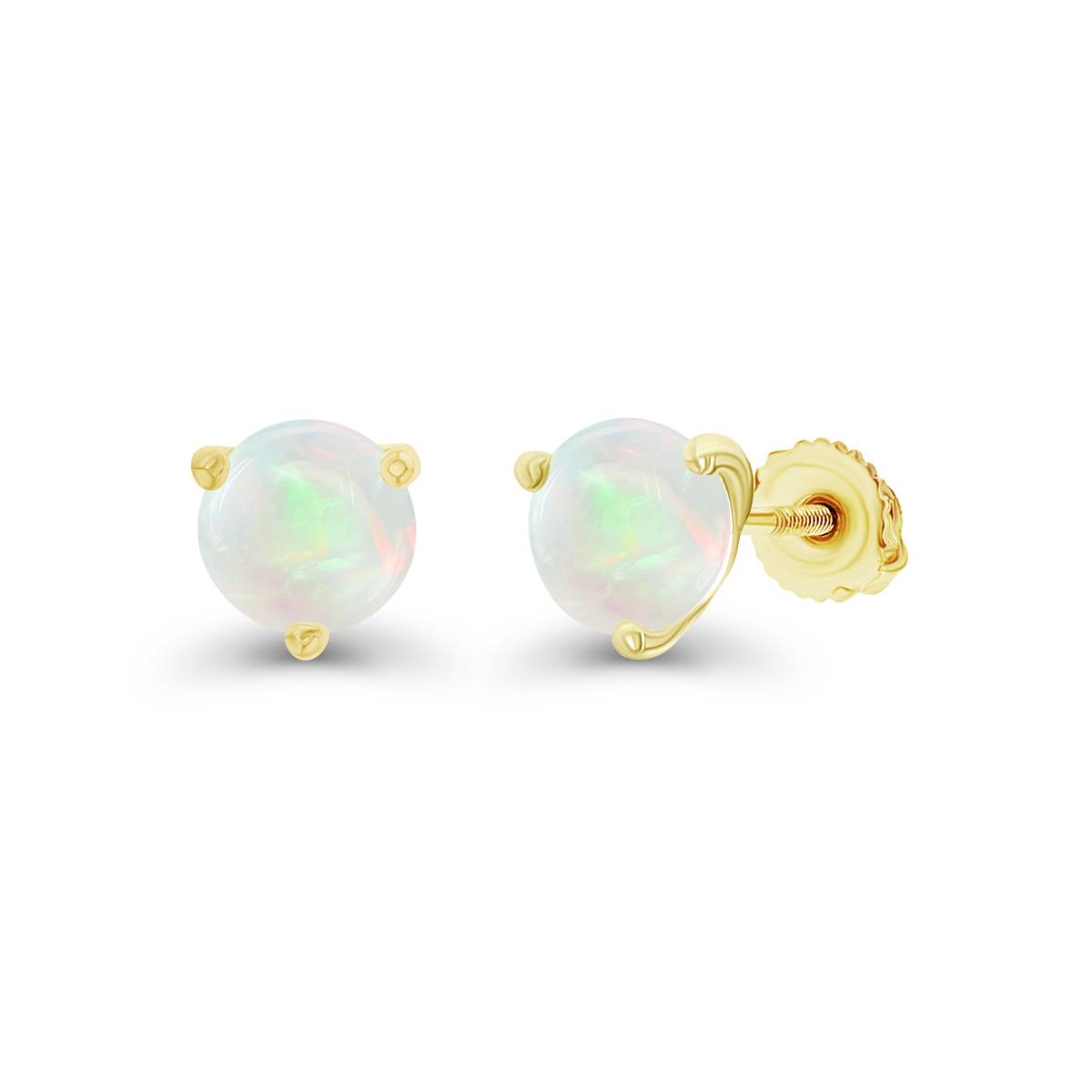 Sterling Silver Yellow 6mm Round Opal Screwback Stud Earring