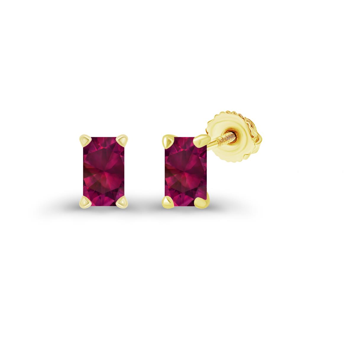 Sterling Silver Yellow 5x3mm Octagon Created Ruby Screwback Stud Earring