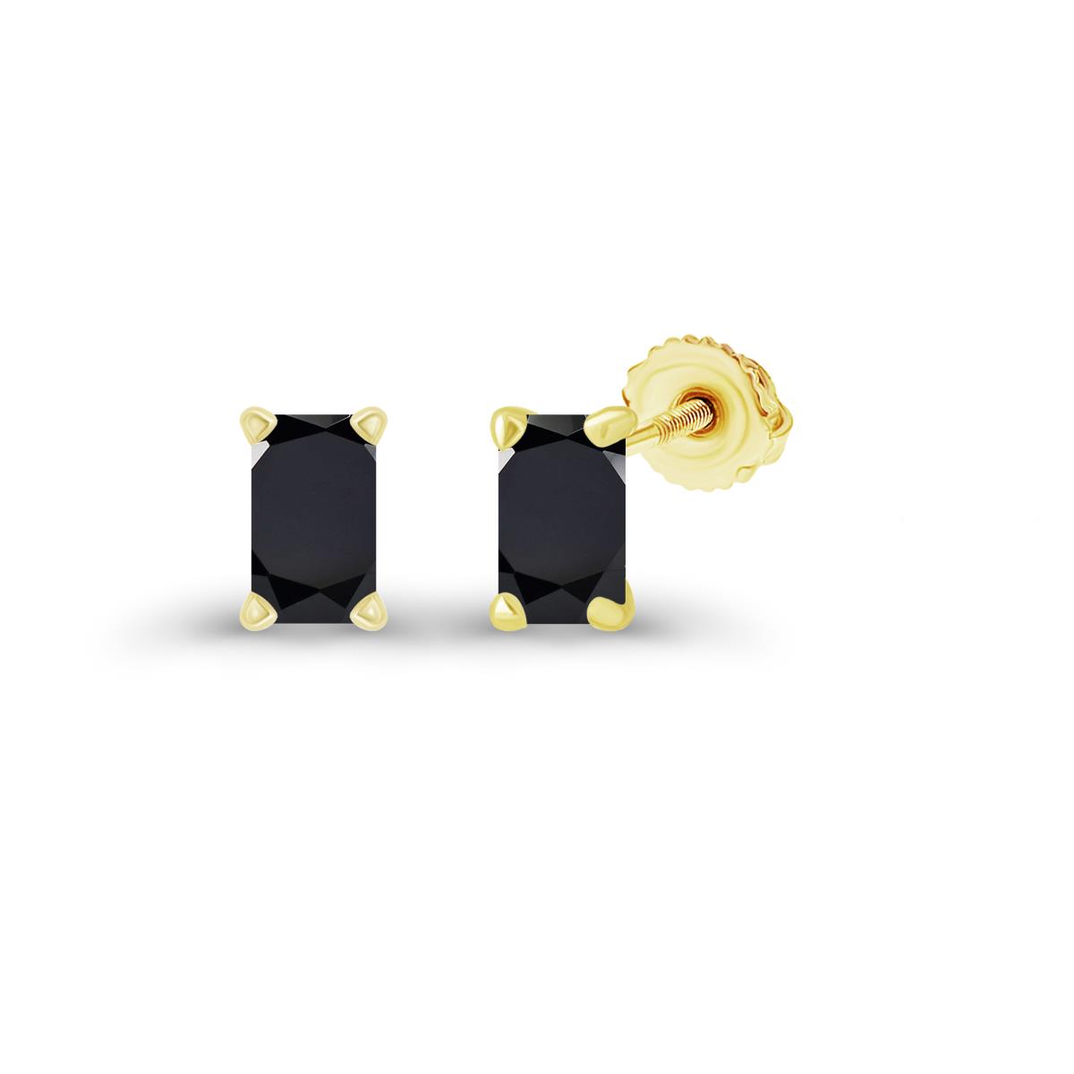 Sterling Silver Yellow 5x3mm Octagon Onyx Screwback Stud Earring