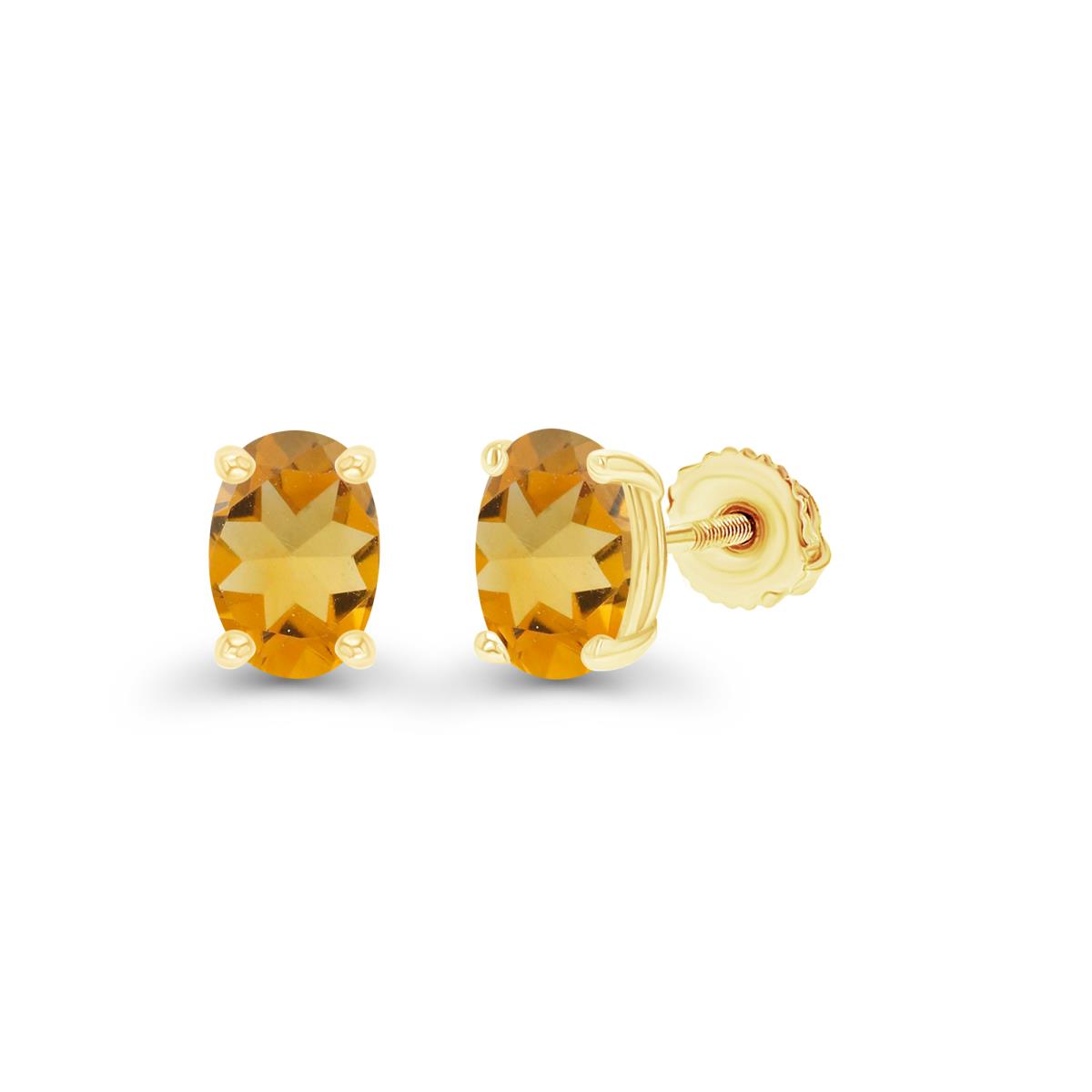 Sterling Silver Yellow 5x3mm Oval Citrine Screwback Stud Earring