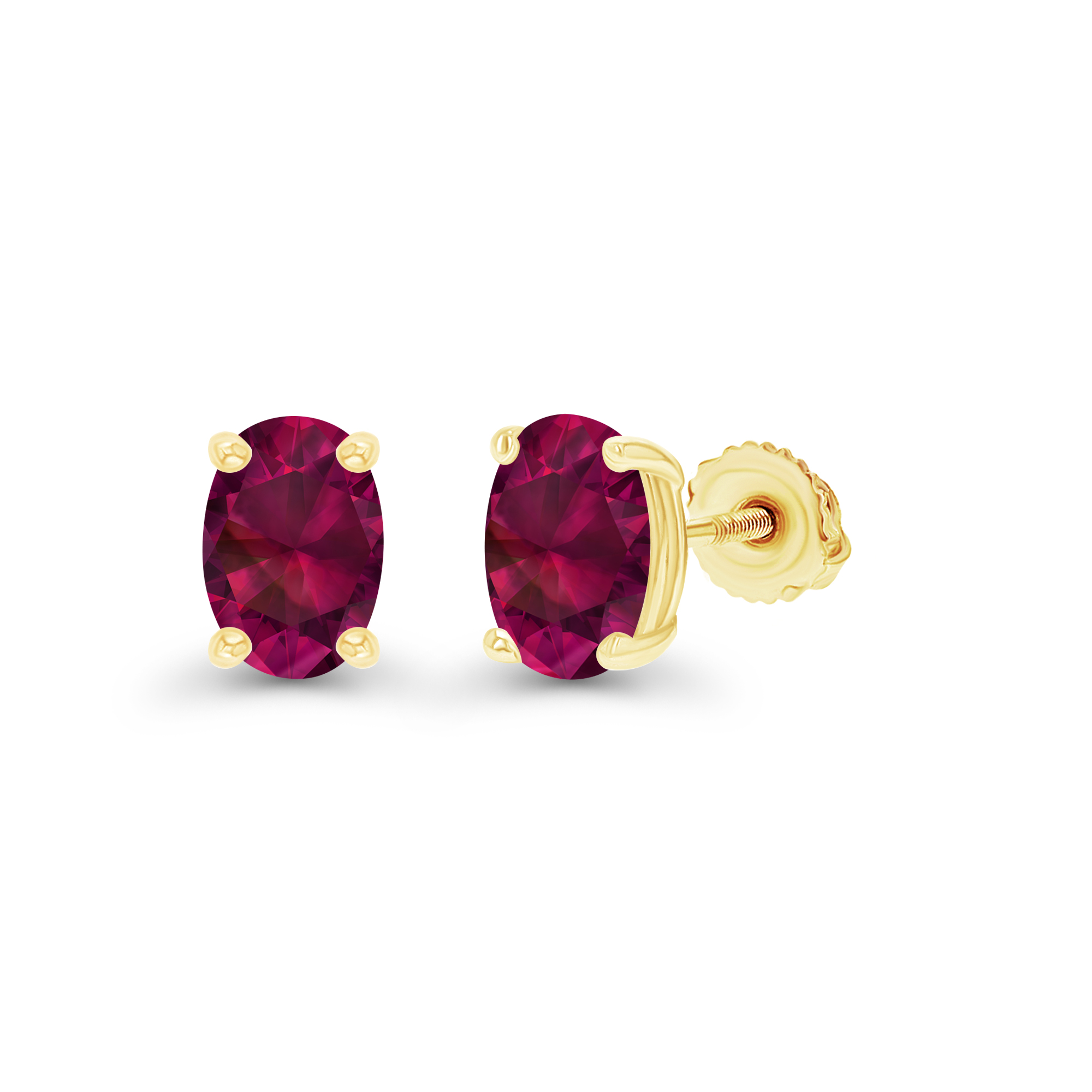 Sterling Silver Yellow 6x4mm Oval Created Ruby Screwback Stud Earring