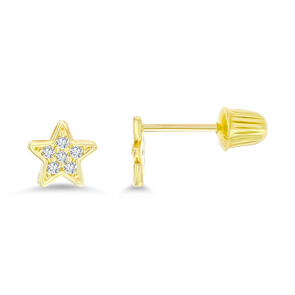 14K Yellow Gold Star Screwback Stud Earring