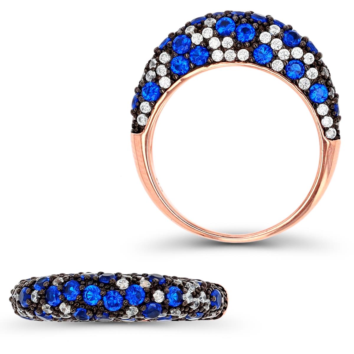 Sterling Silver Black & Rose 5mm #113 Blue & White CZ Fashion Ring