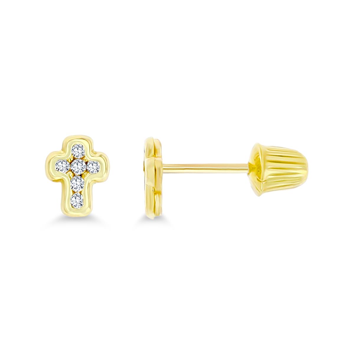 10K Yellow Gold Cross Screwback Stud Earring