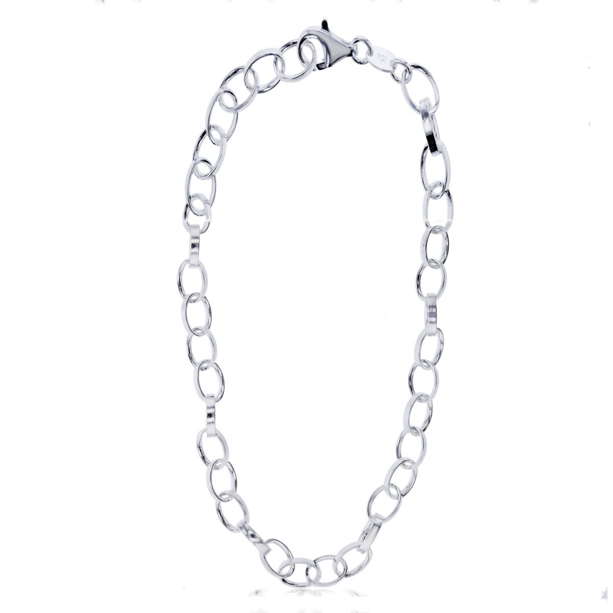Sterling Silver Anti-Tarnish Silver Plus 6.70mm Oval  Elongated Link 18" Chain