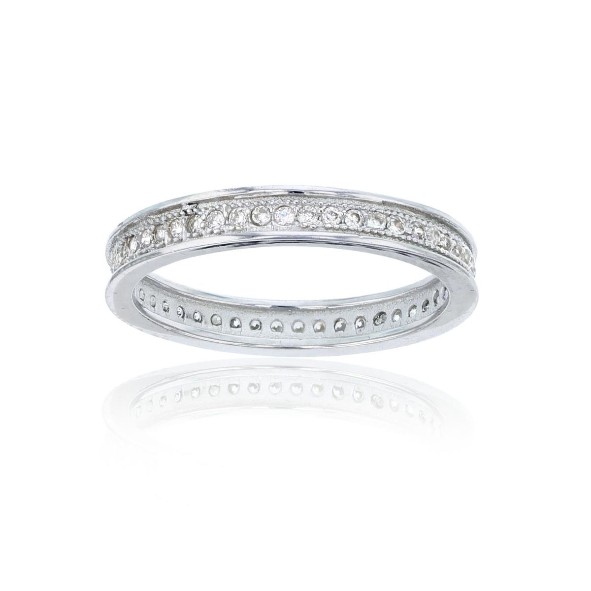 Sterling Silver Rhodium Single Micropave 3MM Eternity Ring