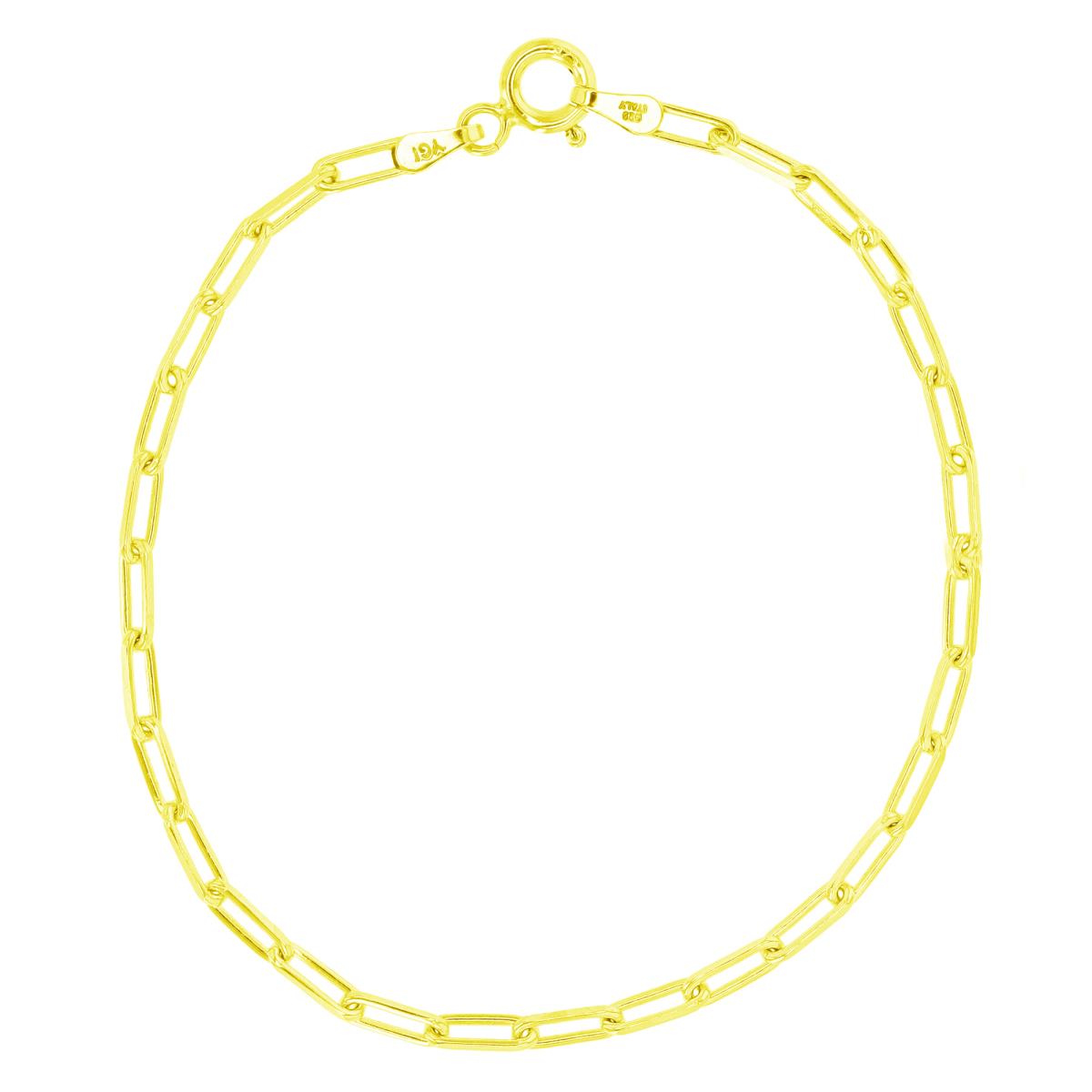 Sterling Silver Yellow 1 Micron 2.3MM  Paperclip 18" Basic Chain