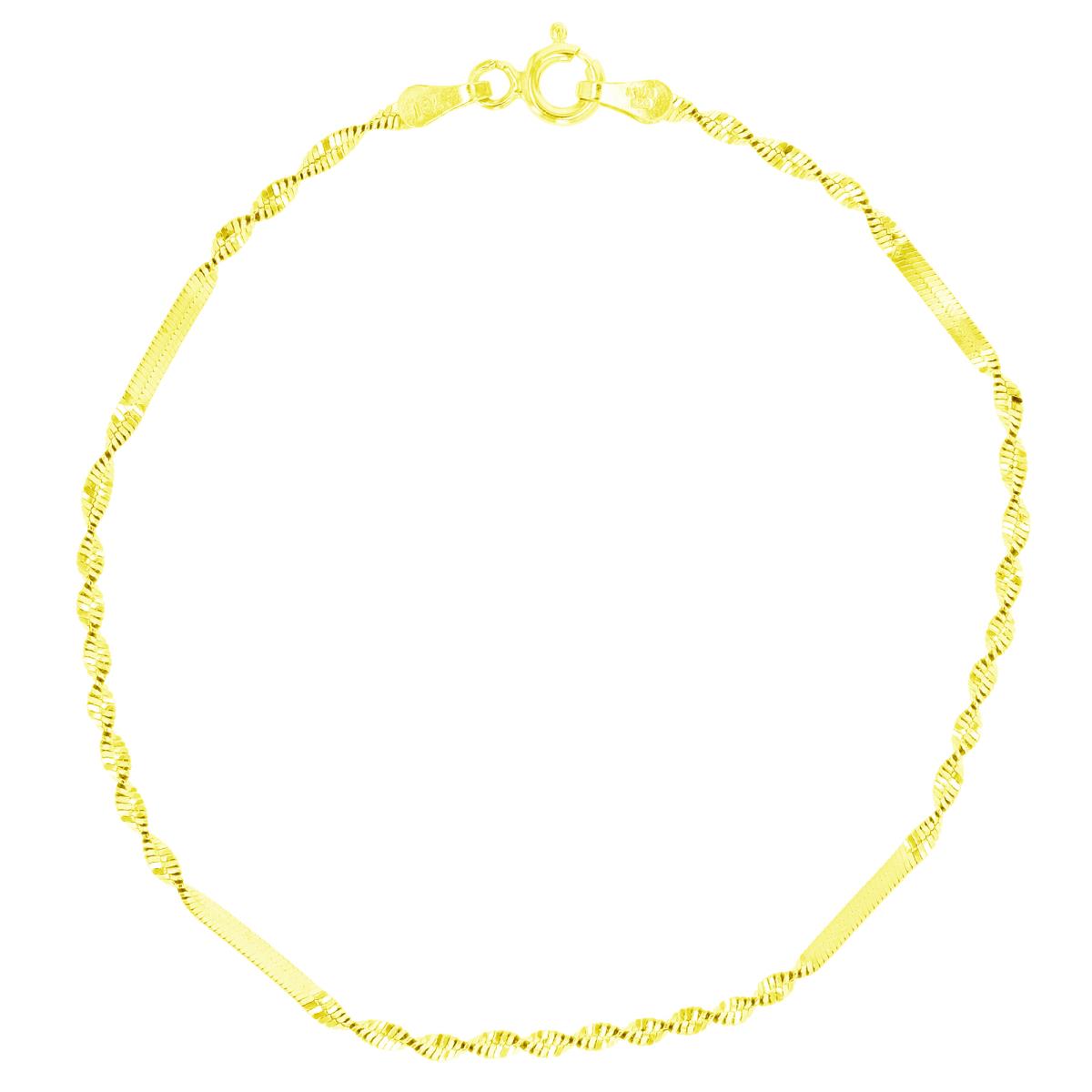 Sterling Silver Yellow 1 Micron 2mm Twist Station 18" Basic Chain