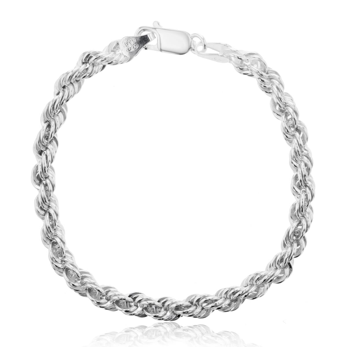 Sterling Silver Rhodium Silver Plus 5.50mm 7.50" 100 Rope Chain