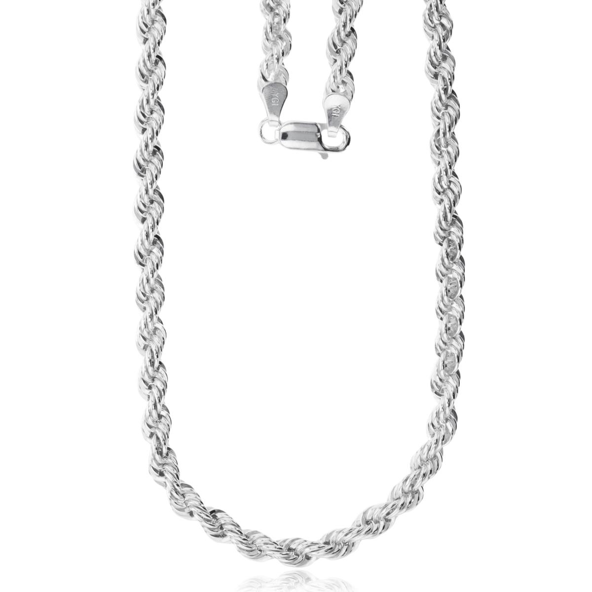 Sterling Silver Rhodium Silver Plus 5.50mm 7.50" 100 Rope Chain
