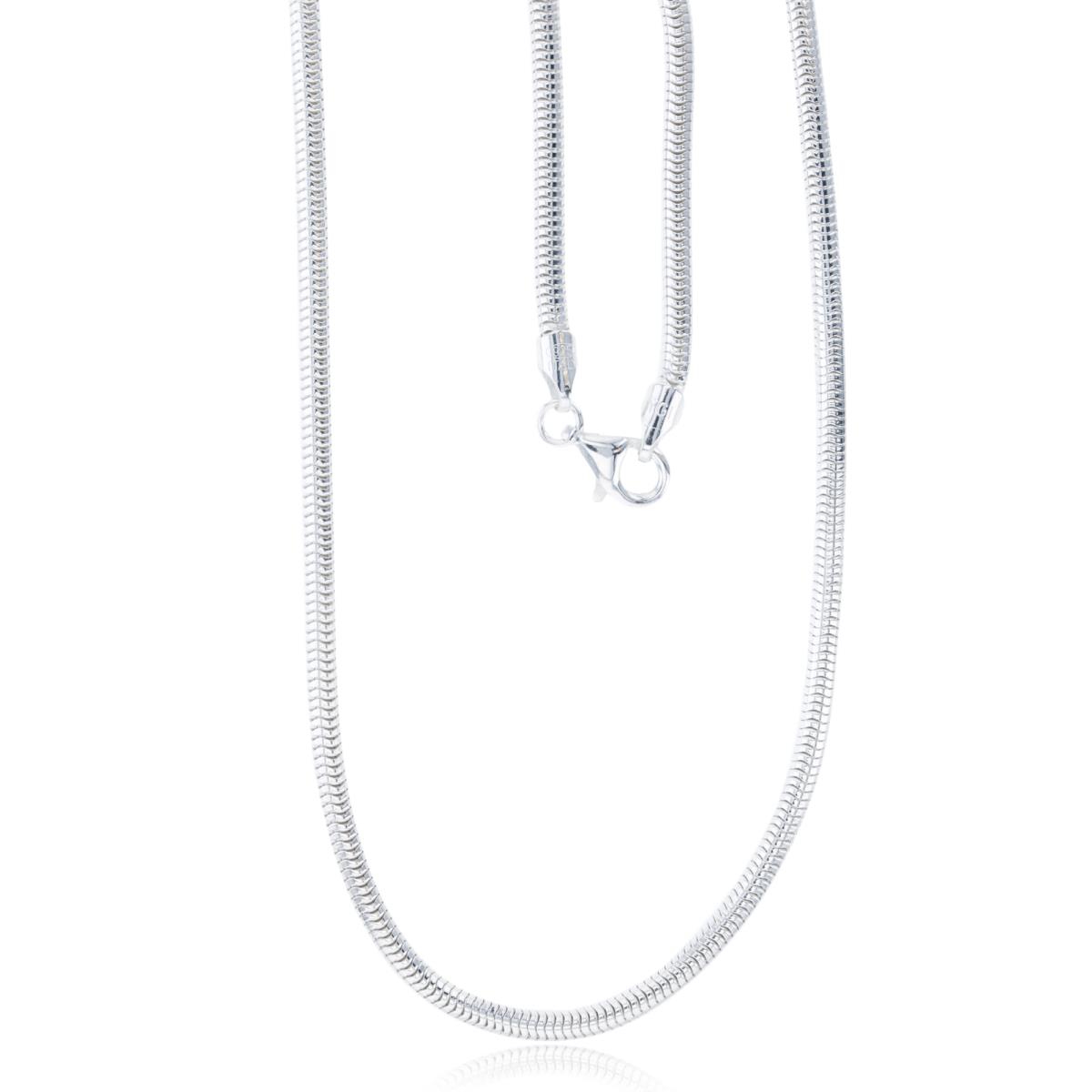 Sterling Silver Rhodium Silver Plus 3mm, 20" 300 Snake Chain