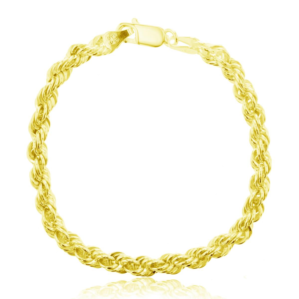 Sterling Silver Yellow 1 Micron  5.50mm 7.50" 100 Rope Chain