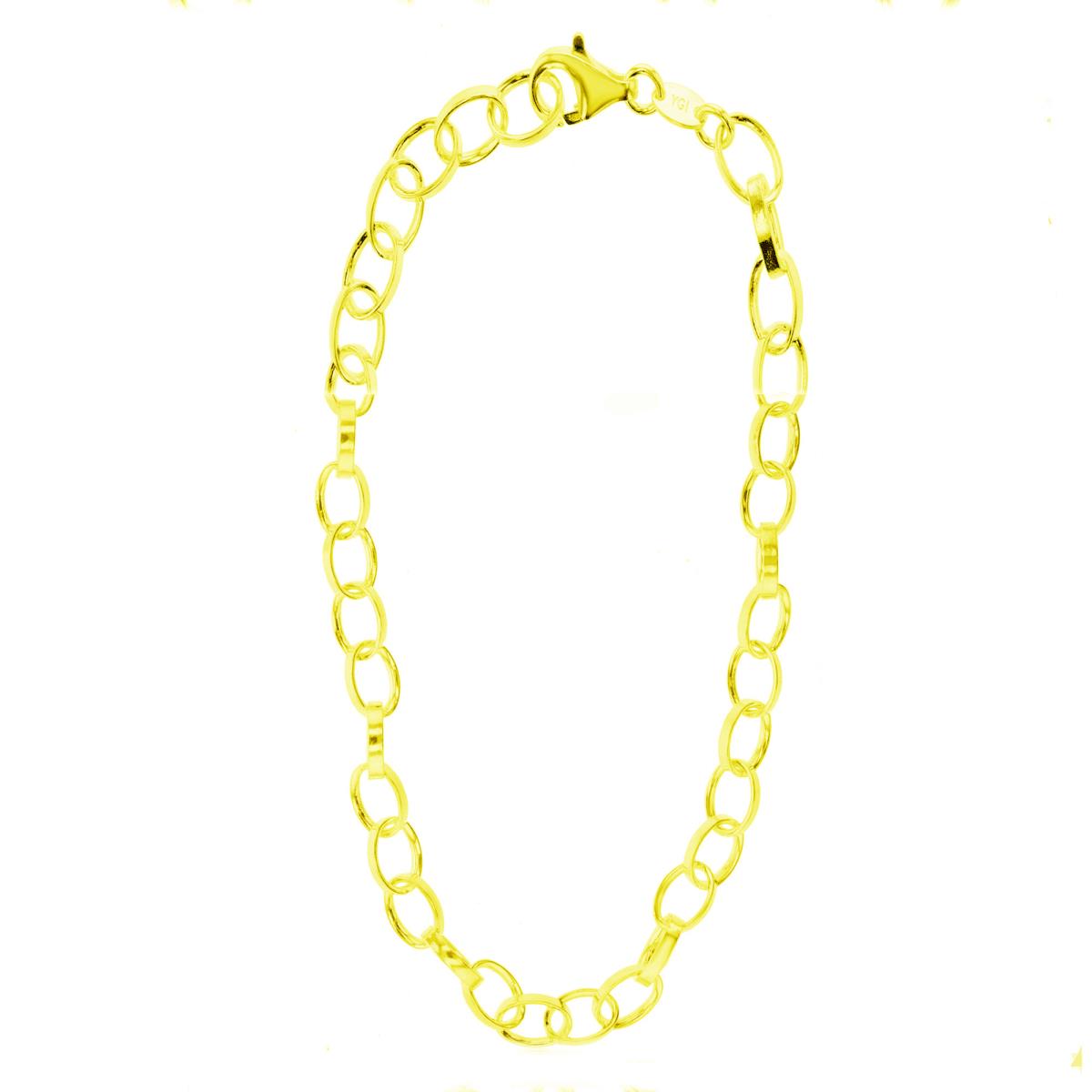 Sterling Silver Yellow 1 Micron 6.70mm Oval  Elongated Link 18" Chain
