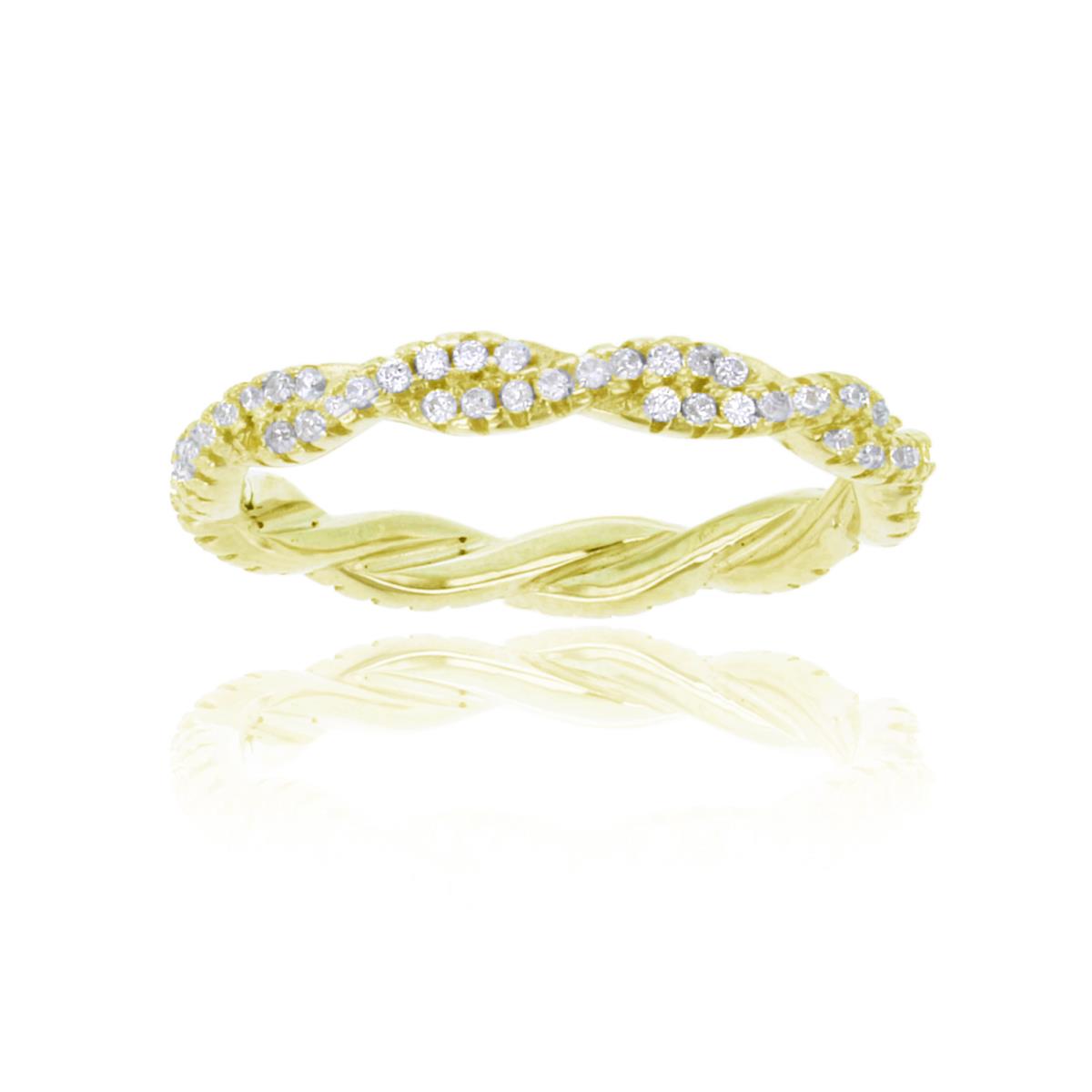 Sterling Silver Yellow 2mm Two Row Twist Eternity Fashion Band
