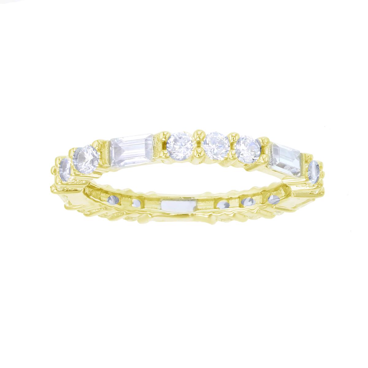Sterling Silver Yellow Round and Baguette 2.5mm Cut Eternity Ring
