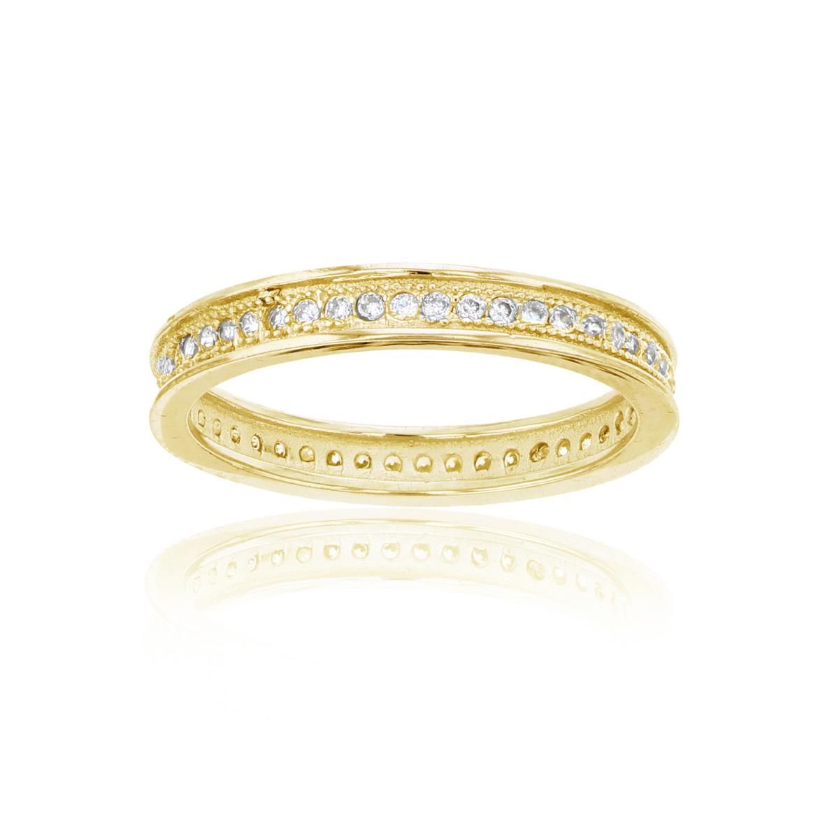 Sterling Silver Yellow 3mm Single Micropave 3MM Eternity Ring