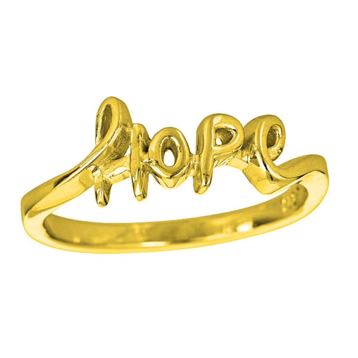 Sterling Silver Yellow Script Hope Ring