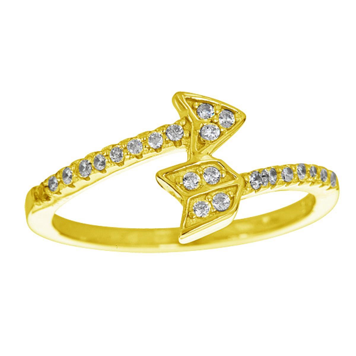 Sterling Silver Yellow Pave Arrow Ring