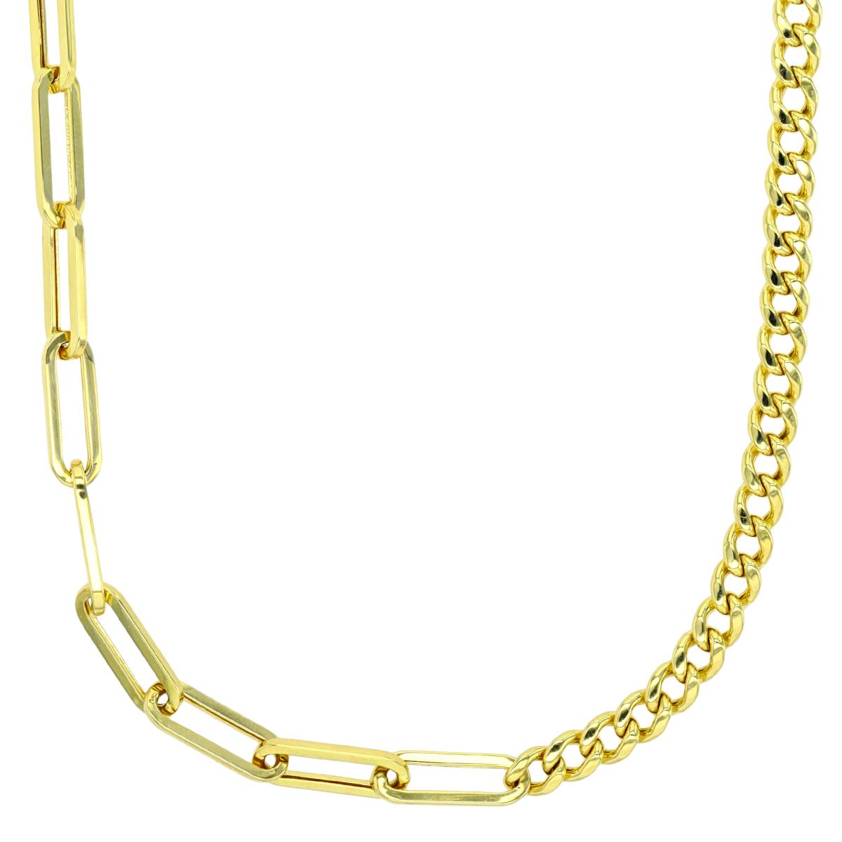 14K Yellow Gold Cuban and Paperclip 18" Chain