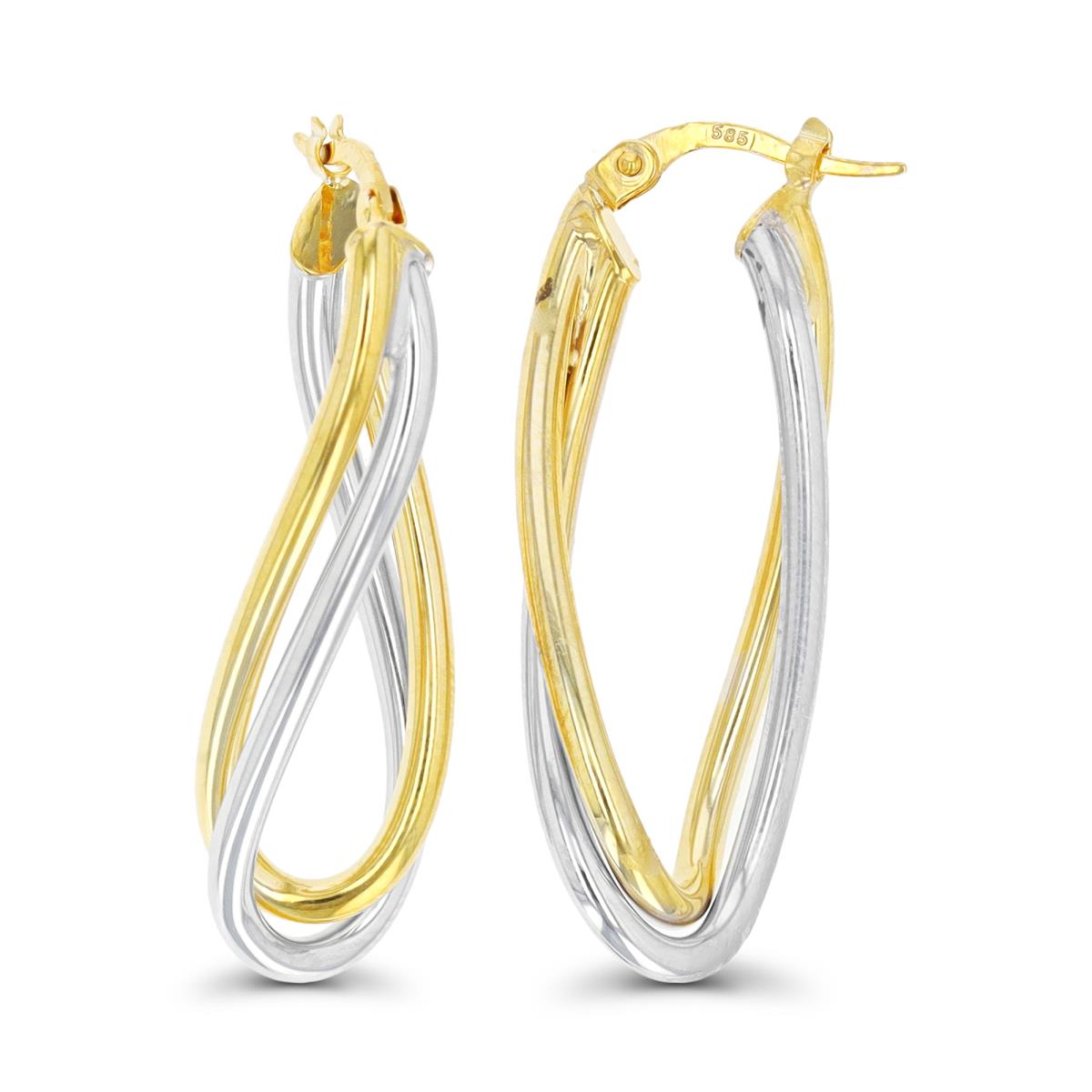 14K Two-Tone Gold Double Overlapping Oval Hoop Earring