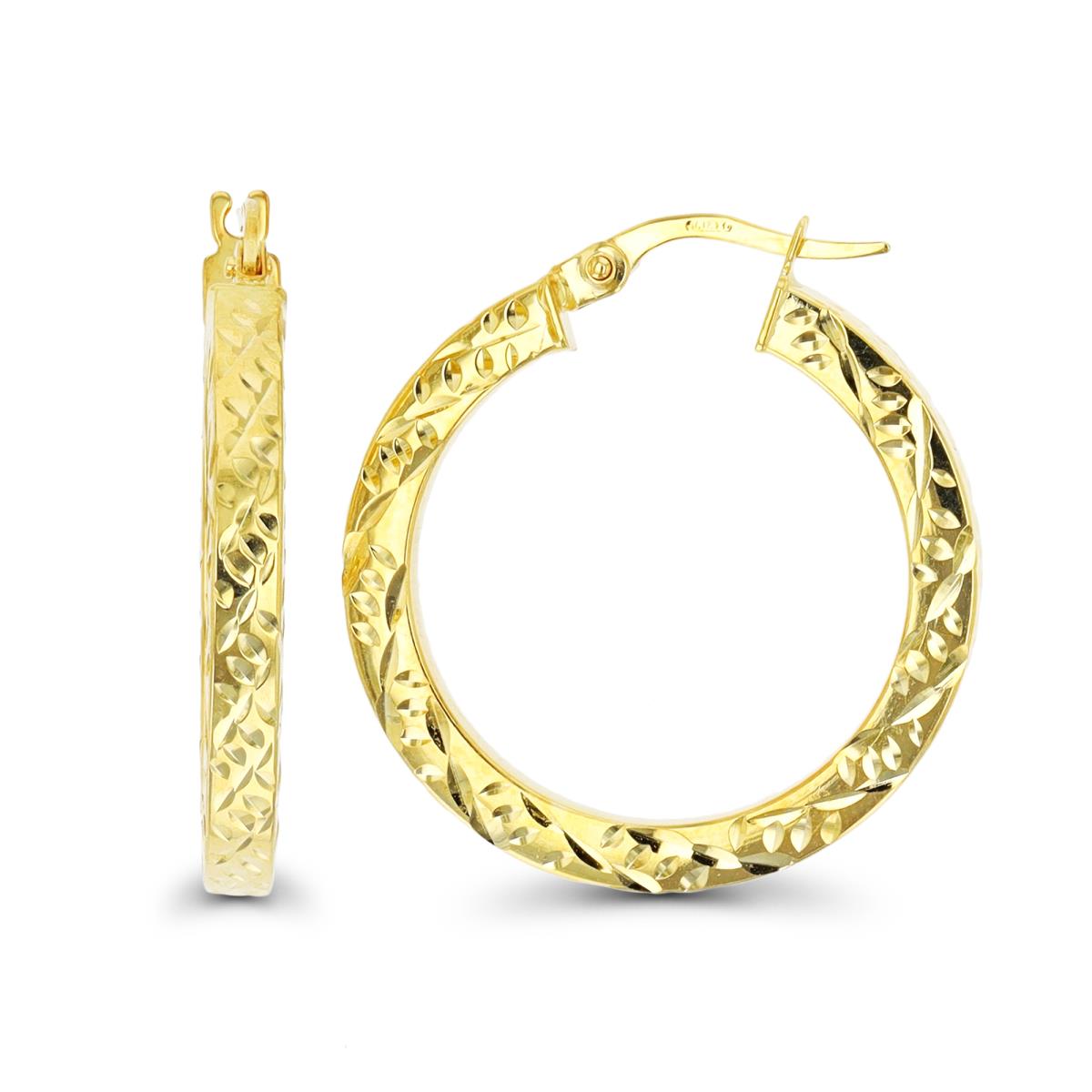 10K Yellow Gold DC Squared Hoop Earring