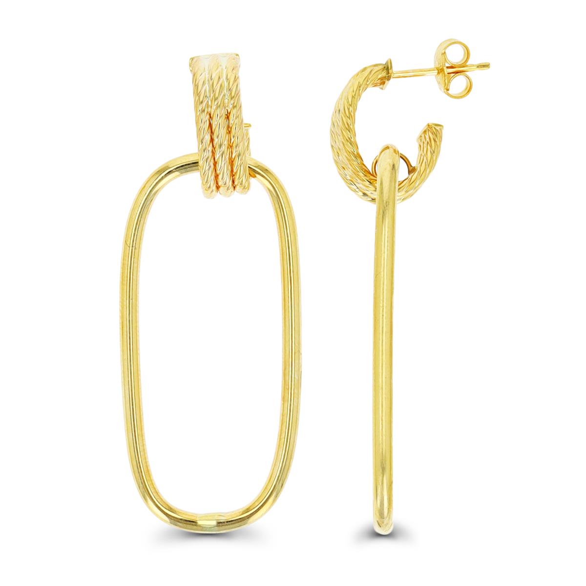 10K Yellow Gold Triple Twisted Dangling Hoop Earring