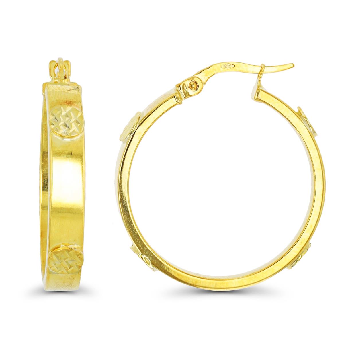 14K Yellow Gold 26x4mm DC Stations Hoop Earring