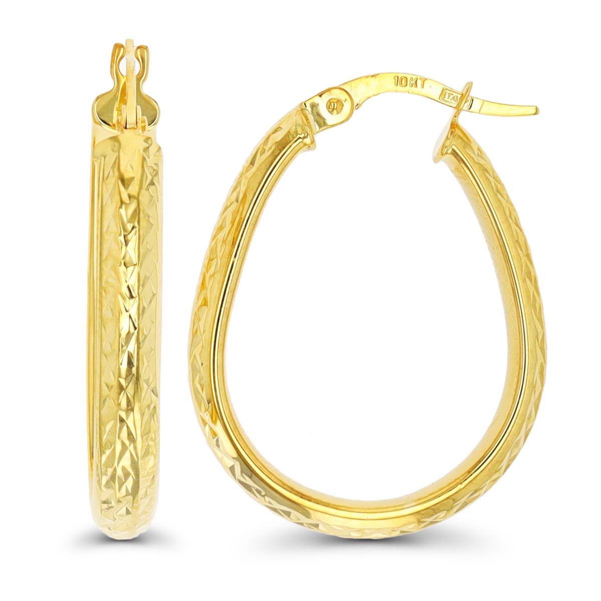 10K Yellow Gold DC Teardrop Hoop Earring