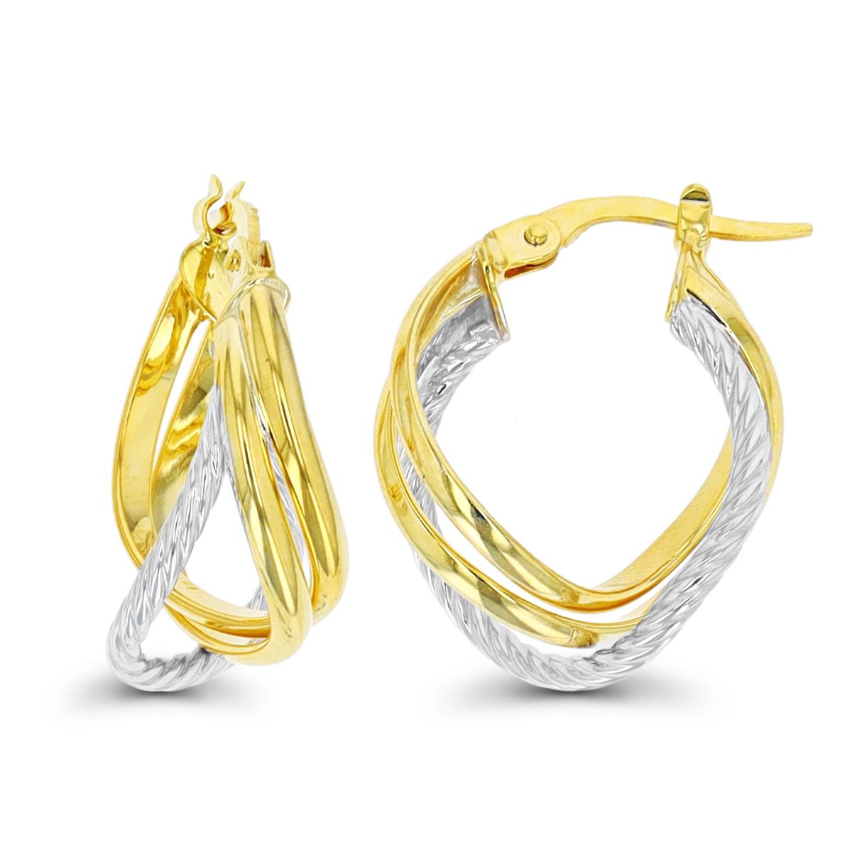 10K Two-Tone Gold 20x10mm Curly Interlocking Hoop Earring