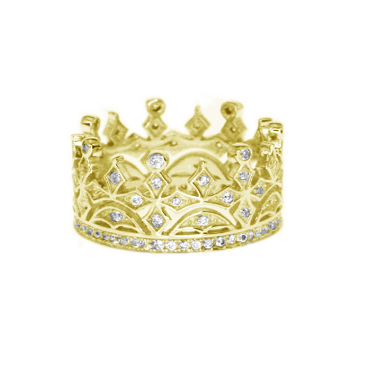 Sterling Silver Yellow 1 Micron Crown Fashion Ring