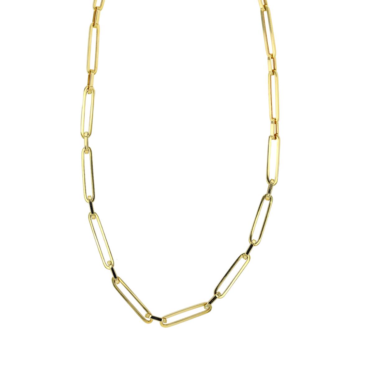14K Yellow Gold Alternating Link Paperclip 18" Chain