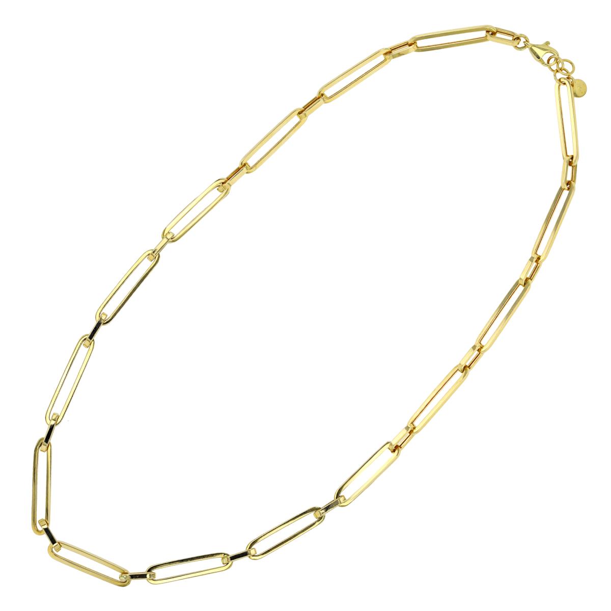 14K Yellow Gold Alternating Link Paperclip 8.5" Chain Bracelet