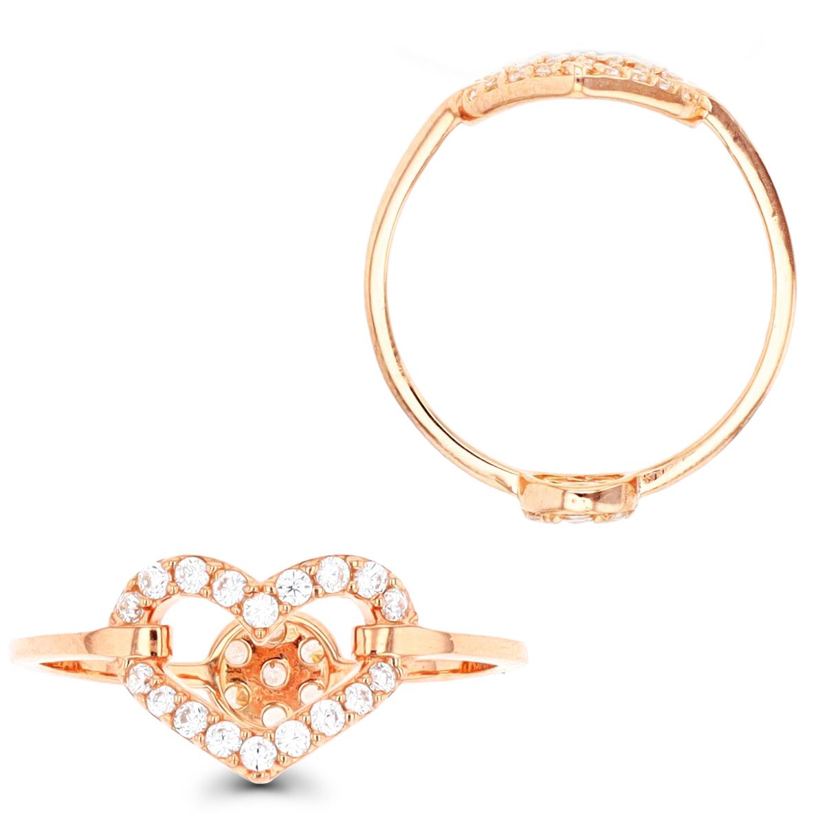 18K Rose Gold Heart/Cluster Two Ways Ring