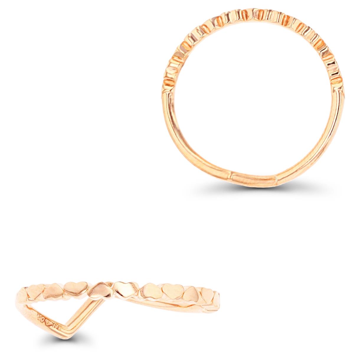 18K Rose Gold Hearts/ ZigZag Two Ways Ring