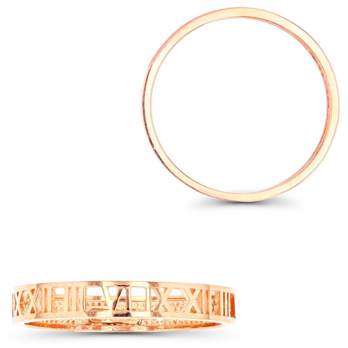 18K Rose Gold Roman Numerals/Polished Two Ways Ring