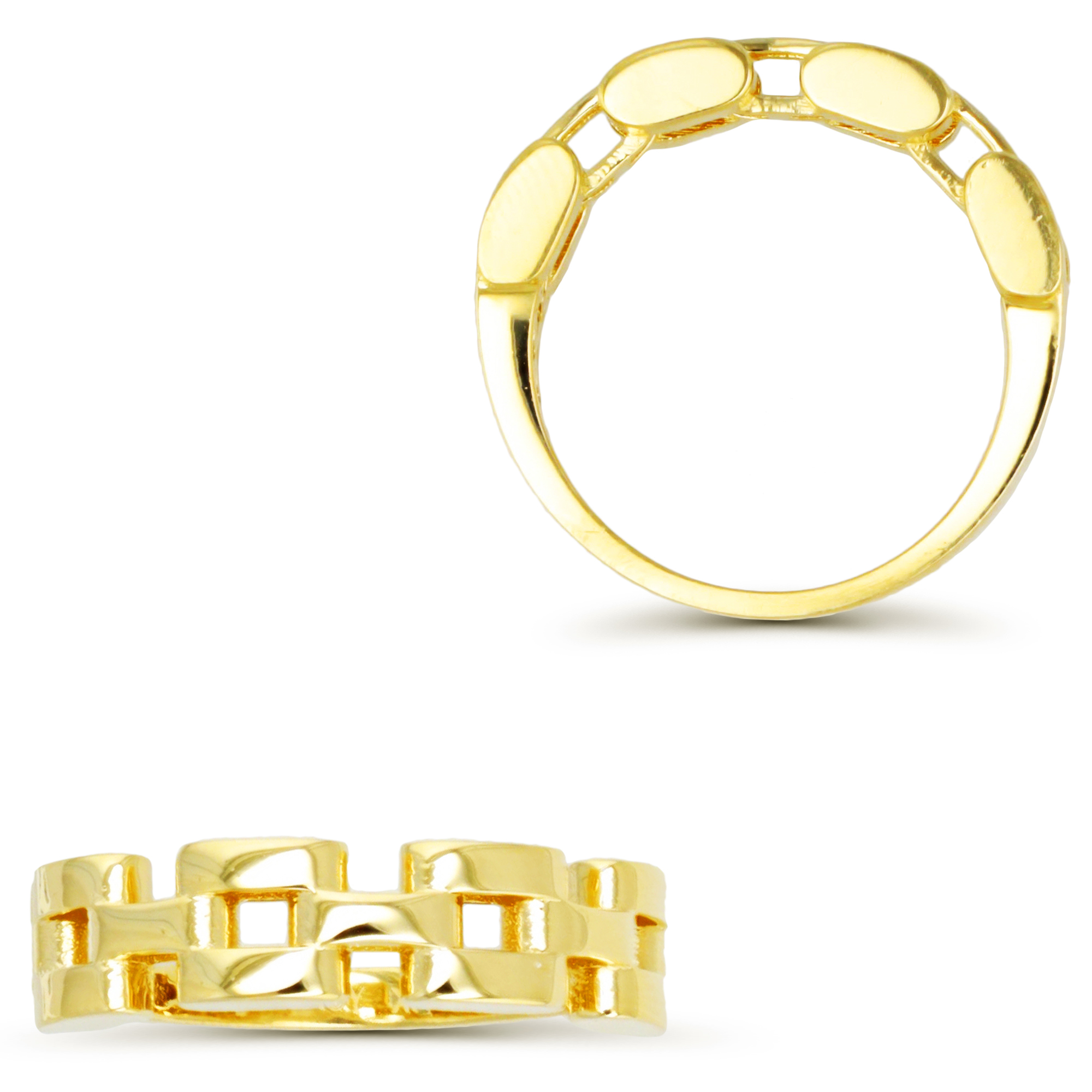 10K Yellow Gold Polished Weave Link Ring