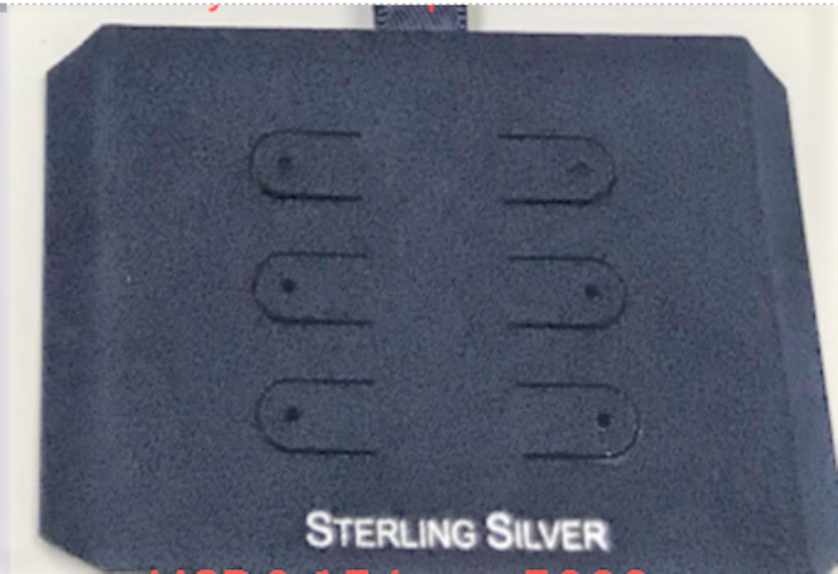 Navy Sterling Silver, Silver Foil 3 Hoop Flap Insert (Box B06-159/Navy/E)