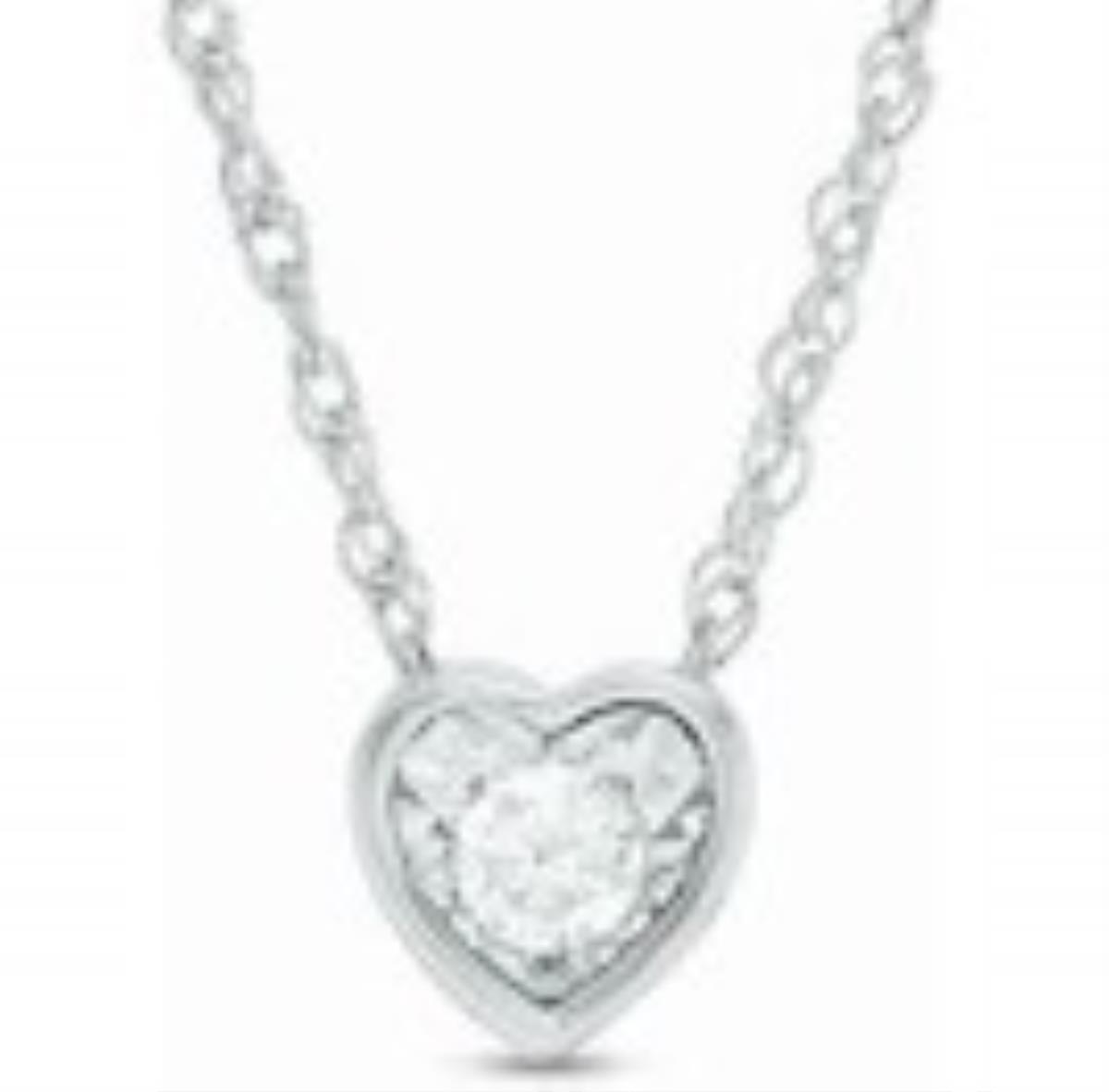 Sterling Silver Rhodium 8MM Bezel Heart Jade  18" Necklace