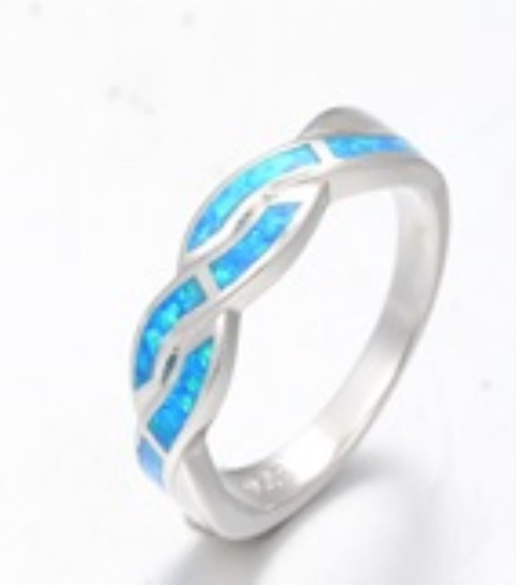 Sterling Silver Rhodium Cr. Opal Twist Ring