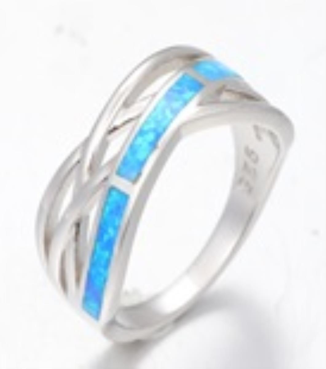 Sterling Silver Rhodium Cr. Opal Braided Ring