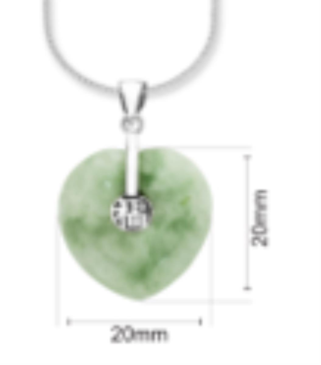 Sterling Silver Rhodium 20MM Heart Jade 18" Necklace