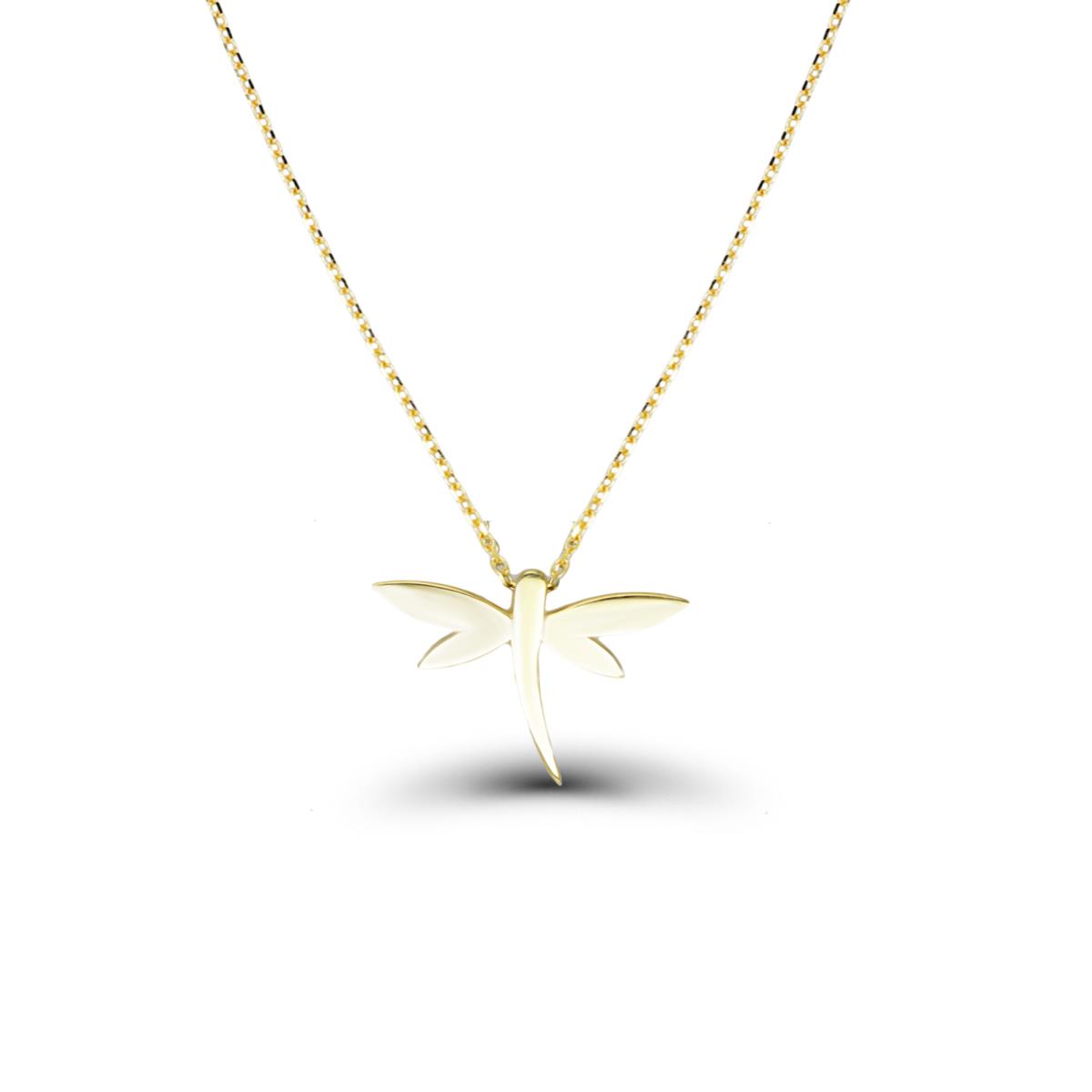 14K Yellow Gold Dragonfly 16"+2" Necklace