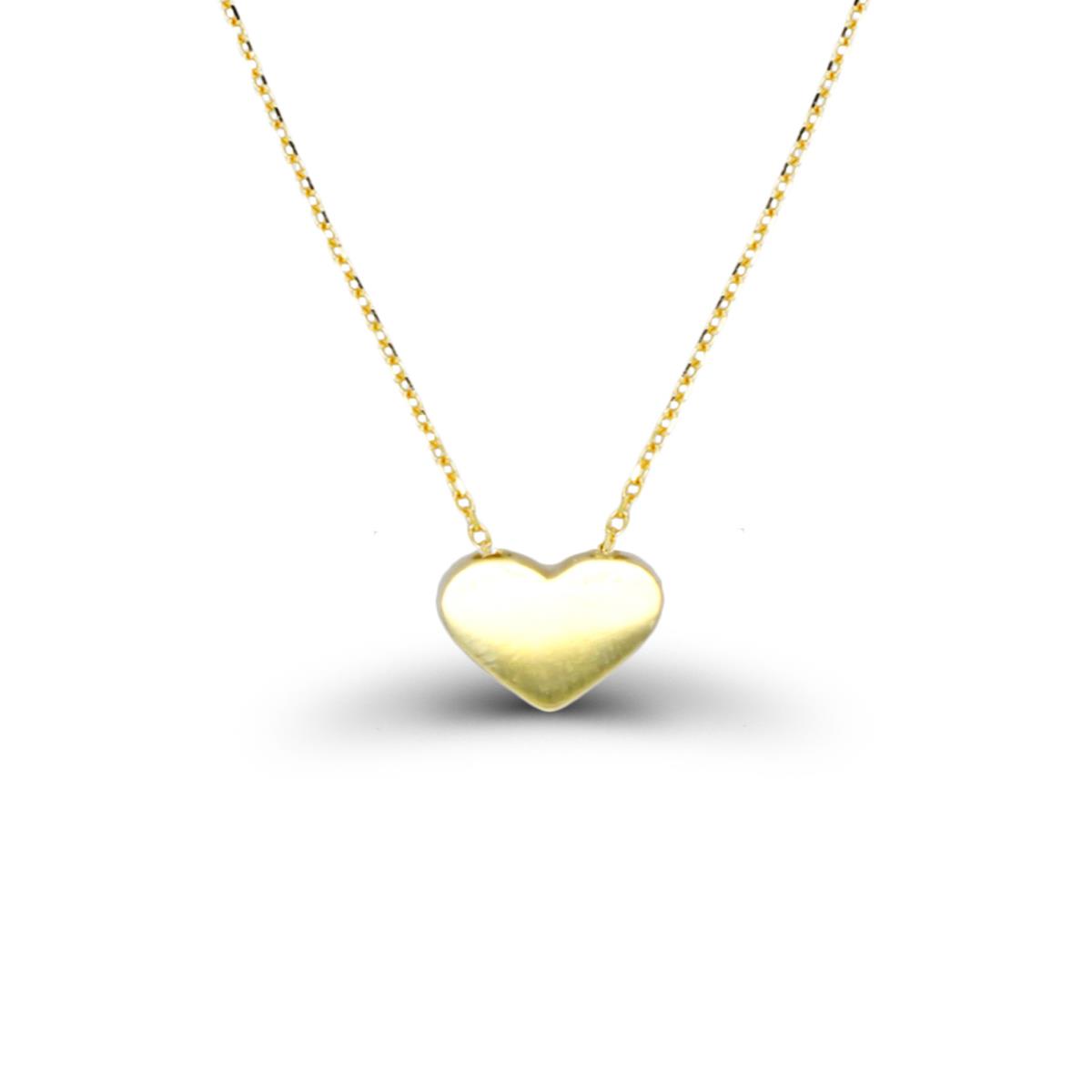 14K Yellow Gold Polished Heart 16"+2" Necklace