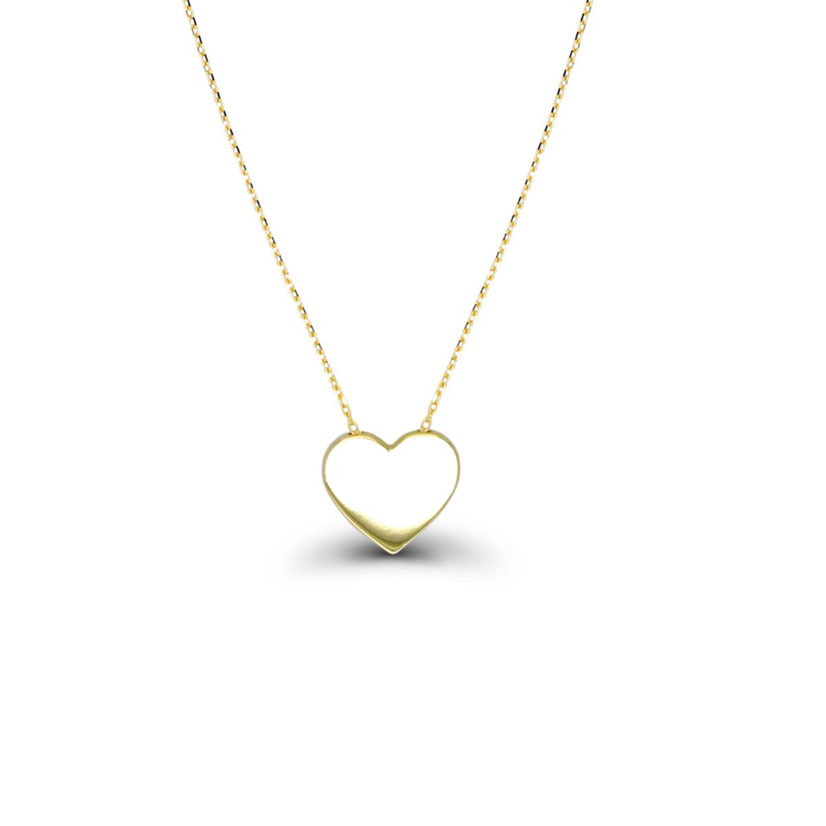 14K Yellow Gold Polished Heart 16"+2" Necklace