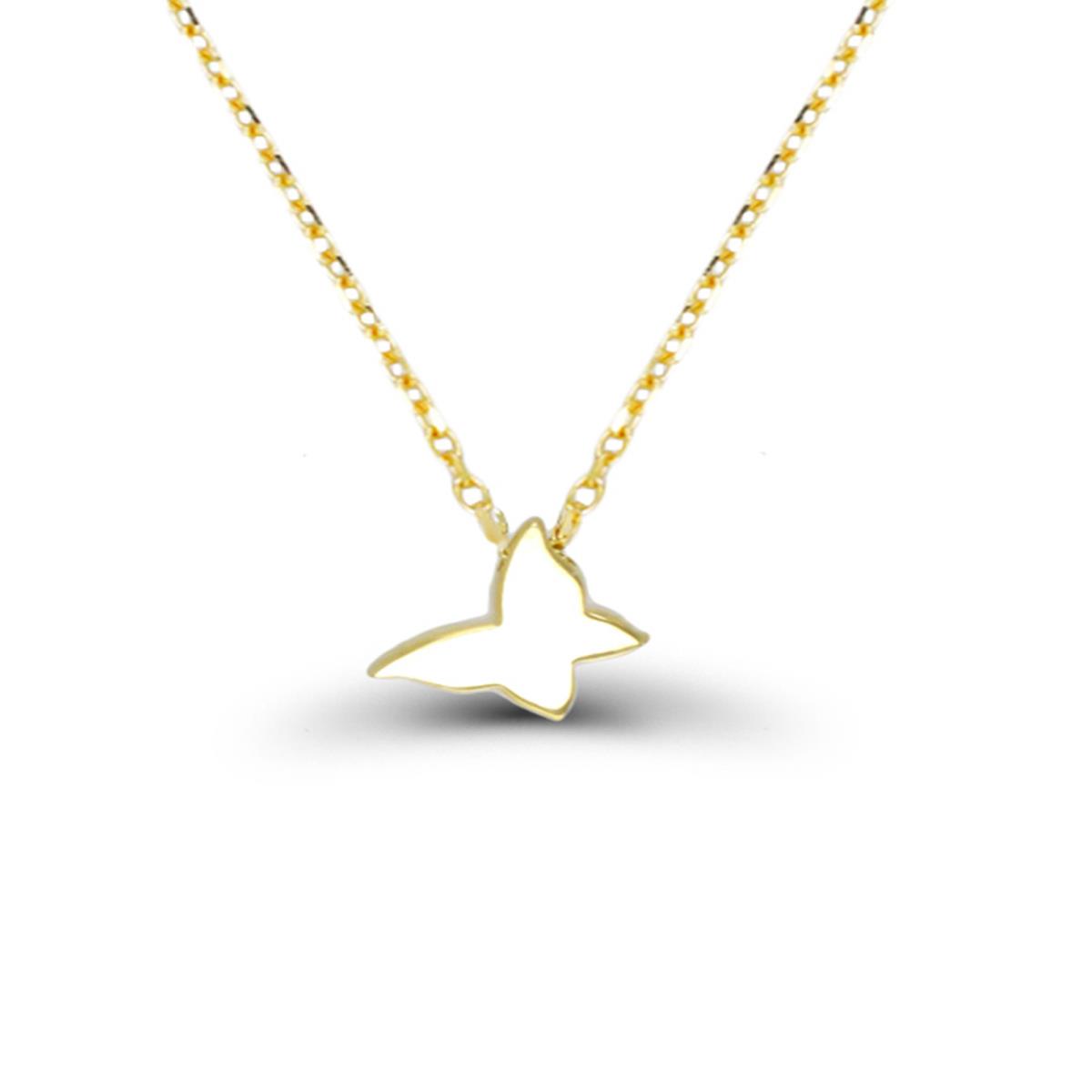 14K Yellow Gold Polished Butterfly 16"+2" Necklace