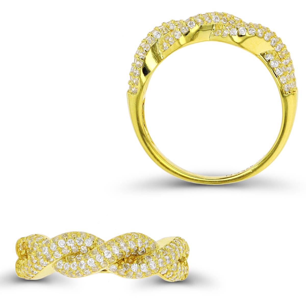 Sterling Silver Yellow 5.8MM Fashion Twisted White CZ Ring