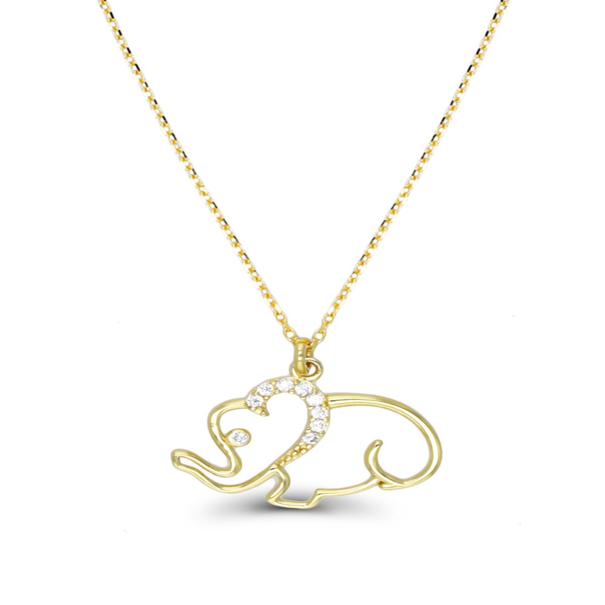 14K Yellow Gold Elephant 16"+2" Necklace