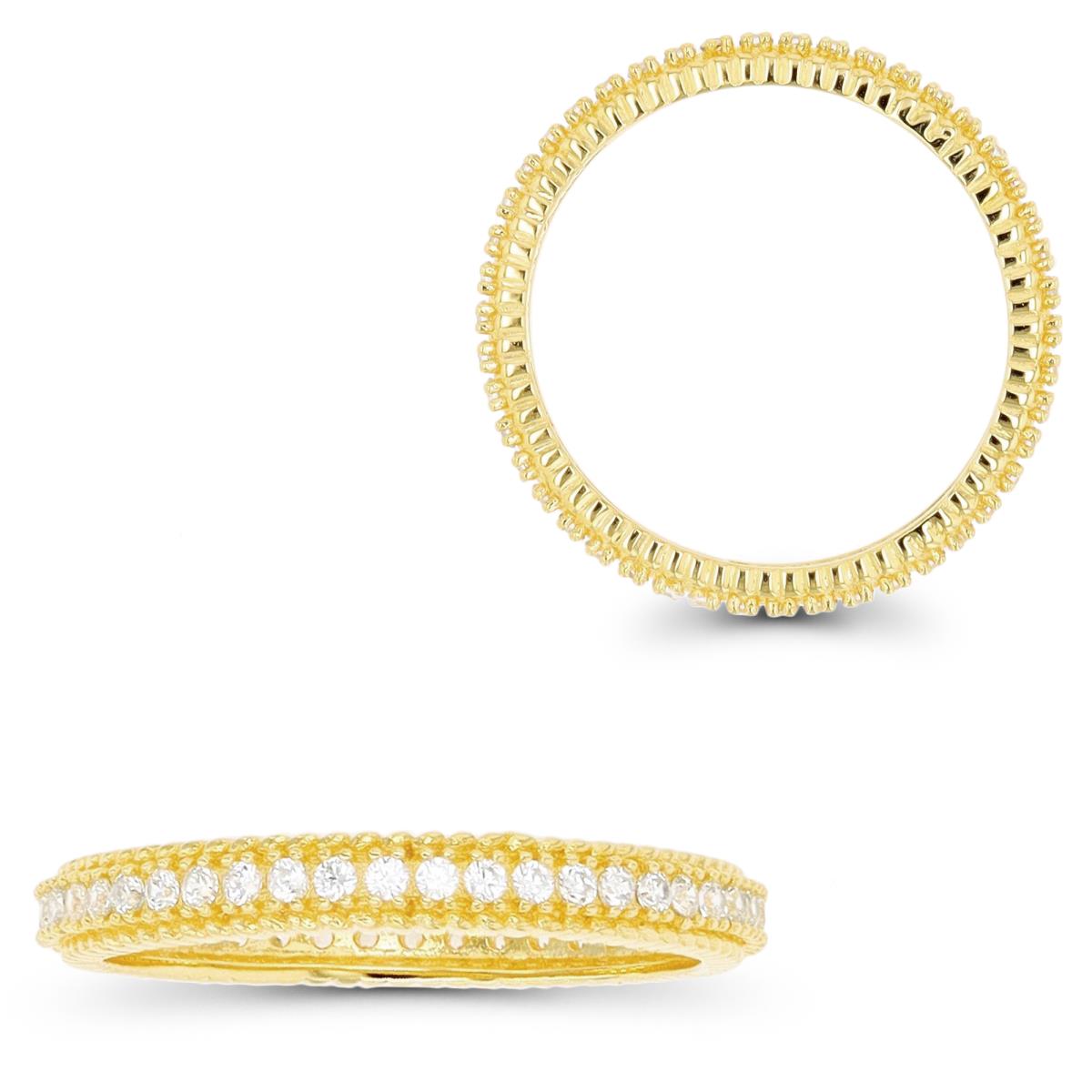 Sterling Silver Yellow CZ Groove Thin Eternity Ring