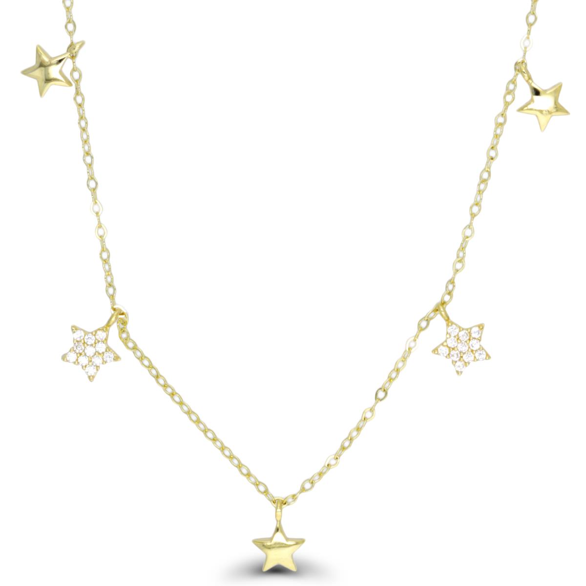 14K Yellow Gold Star Dangling Station 16"+2" Necklace